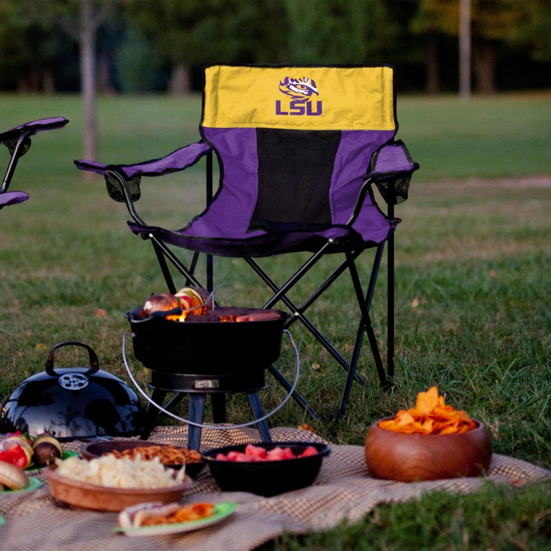 Logo Brands NCAA LSU Tigers Elite Portable Chair - Premium Outdoor Chair with Cup Holder, Powder-Coated Steel Frame, Lightweight and Portable for Tailgating,and Sporting Events - Image 2